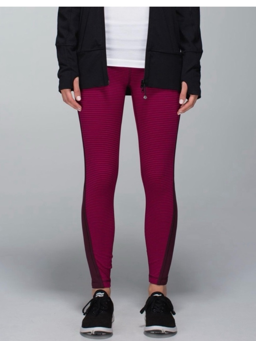 Lululemon Run: Pace Tight Hyper Stripe Bordeaux Drama Bumble Berry size 4